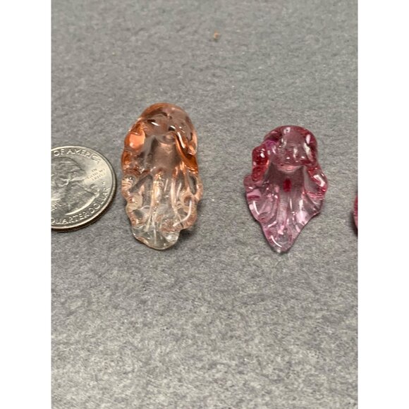 Colorful Lampwork Glass Leaf Beads - Pink Handcrafted for Jewelry Marking - Picture 5 of 8